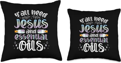 Miniatura 3 de Christian EO Practitioner Y’All I Need Jesus Essential Oils Throw Pillow