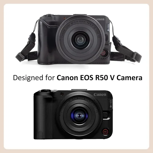 Miniatura 2 de MUZIRI KINOKOO Funda para cámara Canon EOS R50 V, cubierta protectora de cuero PU para cámara digital EOS R50 V/R50V con lente RF-S14-1.181 in
