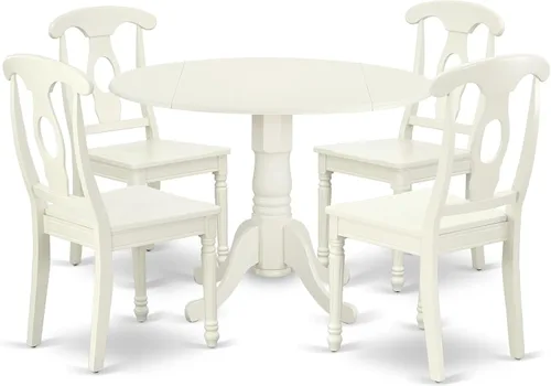 Miniatura 15 de East West Furniture DLKE3-BCH-LC - Juego de mesa de comedor moderno de 3 piezas que contiene una mesa redonda de madera con gotas y 2 sillas