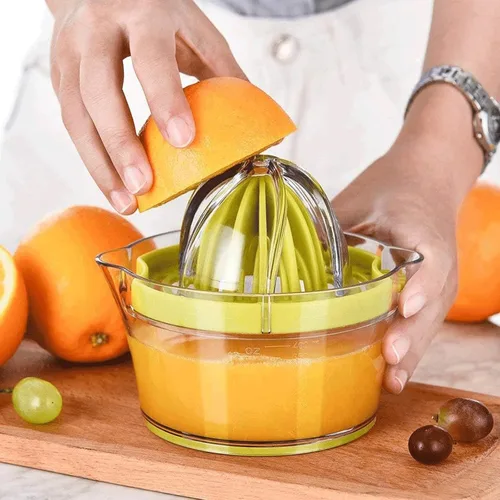 Miniatura 4 de Drizom Exprimidor manual de limón y naranja con taza de medición integrada y rallador, 12 onzas, verde