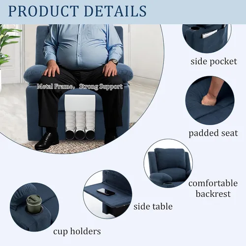 Miniatura 6 de Silla reclinable eléctrica, sofá reclinable para adultos, asiento tapizado de punto de calefacción, asiento de teatro, sofá individual con bolsillos