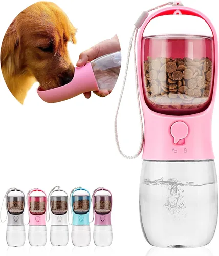 Miniatura 10 de Botella de agua para perros con recipiente para alimentos, dispensador de agua portátil a prueba de fugas para mascotas, para caminar, senderismo
