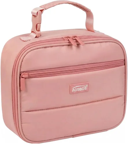Miniatura 12 de Aosbos - Bolsa de almuerzo aislada para adultos - Elegante lonchera pequeña en sarga para trabajo, oficina - Bolsa de almuerzo suave y portátil