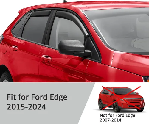 Miniatura 5 de Voron Glass - Protectores de lluvia de canal extra duraderos para Ford Edge 2015-2024, deflectores de ventana, viseras de ventilación, 4 piezas