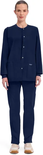 Miniatura 5 de Cherokee WW340 - Chaqueta de uniforme médico para mujer, con cierre frontal, 3 bolsillos, resistente a la decoloración, elástica en 2 direcciones