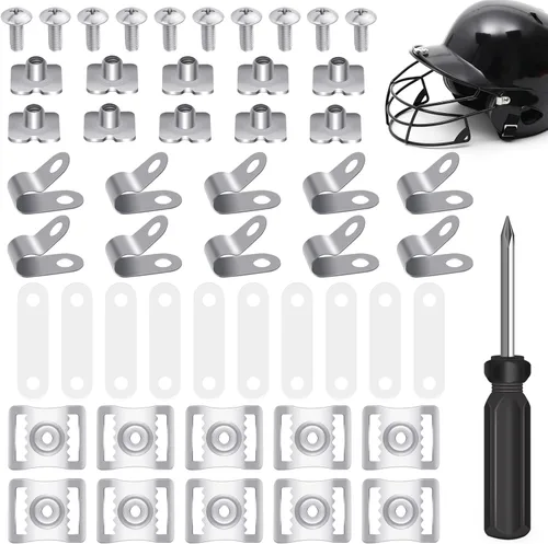Miniatura 7 de Football Helmet Repair Kit, Hockey Helmet Replacement Parts, Visor J Clips Rubber Gasket Screw Nuts with 1 Pcs Srewdriver, Chin Strap Adapter for