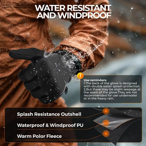 Miniatura 4 de rivmount Guantes de invierno para mujeres y hombres para clima frío, correr, conducir, ciclismo, resistente al agua y pantalla táctil, guantes