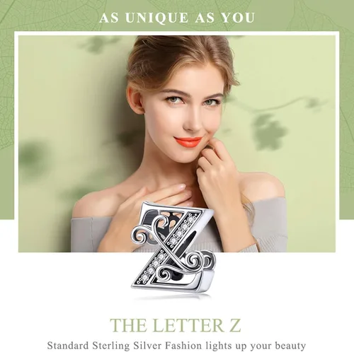 Miniatura 3 de Lorrifal Alphabet Initial Charms Letter Complete A-Z Letters Solid 925 Sterling Silver Cubic Zircons Beads Dangle Pendants for Pandora European