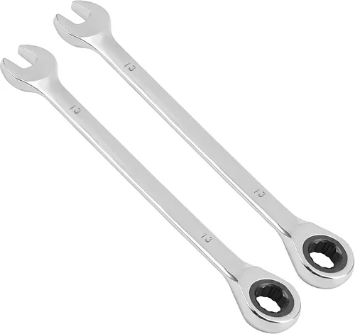 ZOENHOU Juego de 2 llaves de trinquete de 0.512 in, juego de llaves de trinquete reversibles, llave combinada de trinquete métrica de 12 puntos,