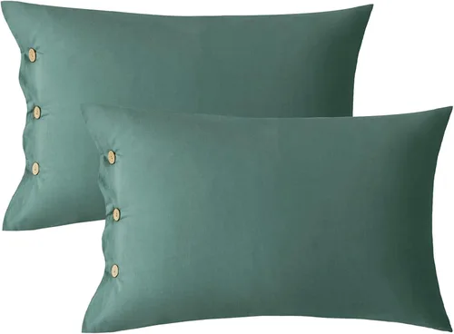 Miniatura 10 de JELLYMONI Juego de 2 fundas de almohada de algodón tamaño King de 20 x 36 pulgadas, color blanco crema, 100% algodón lavado, suave y transpirable