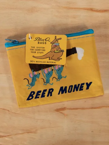 Miniatura 31 de Blue Q Monedero, hecho de 95% plástico reciclado. Práctica pequeña bolsa con cremallera para guardar monedas, tarjetas de regalo, auriculares, más.