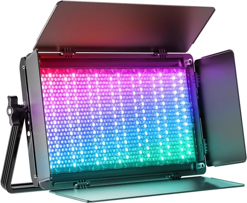 GVM - Luz de video RGB 1500D, luz de fotografía de 75 W con control Bluetooth, panel de luz LED para fotografía, estudio de YouTube, grabación de