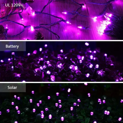 Miniatura 8 de Brizled luces de Halloween moradas, 10 mt, 100 luces LED de Halloween al aire libre, 120 V, certificación UL, linea de luces decorativas