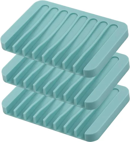 Miniatura 12 de Jaboneras autodrenantes, 3 piezas de silicona para jabón, escurridor de cascada para baño, prolonga la vida del jabón, mantiene las barras de jabón