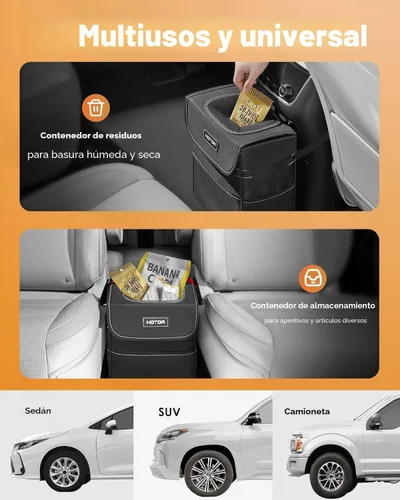 Miniatura 7 de HOTOR Cubo de basura para automóvil: organizador de automóvil a prueba de fugas y bolsa de almacenamiento para la parte trasera/delantera/consola