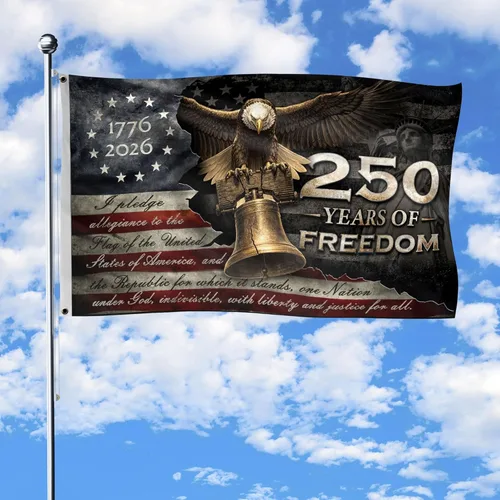 Bandera de Estados Unidos del 250 aniversario, banderas conmemorativas de casa, bandera estadounidense con águila, diseño de dos caras de 3 x 5