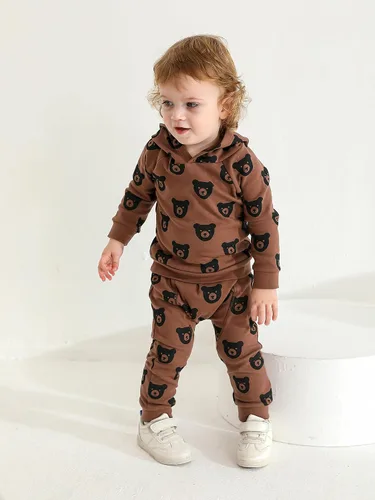 Miniatura 30 de Ropa de bebé niño niño manga larga con estampado de oso + pantalones deportivos