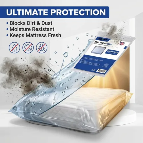 Miniatura 3 de Bolsa protectora de colchón impermeable Queen para mudanza y almacenamiento, resistente de 0.079 in (90 x 100 pulgadas), fabricada en Estados