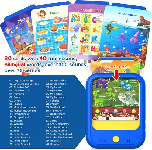 Miniatura 2 de Qiaojoy Tableta de aprendizaje para niños, almohadilla de aprendizaje educativa para niños de 2 a 5 años para aprender alfabetos, números