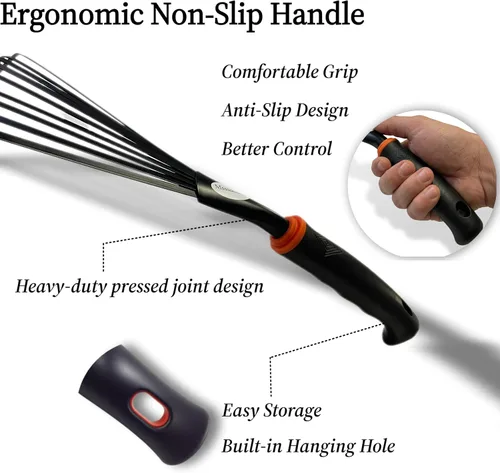 Miniatura 4 de Paquete de 2 rastrillos de mano pequeños para jardinería, mini rastrillo de hojas y arbustos con púas de acero duraderas, mango ergonómico