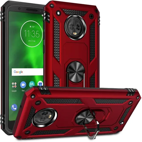 Miniatura 2 de Carcasa de grado militar para Motorola Moto G6, anillo giratorio de metal 360, soporte magnético para montaje en automóvil, protección resistente a
