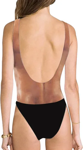 Miniatura 23 de uideazone Traje de baño divertido de las mujeres del pecho del cuerpo peludo impreso hippie trajes de baño traje de baño de una pieza Monokini