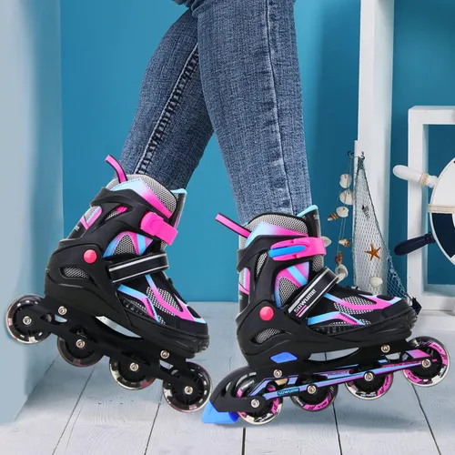 Miniatura 6 de Patines en línea ajustables para niñas y niños, patines con todas las ruedas iluminadas, patines para mujer para niños y adultos, hombres, mujeres