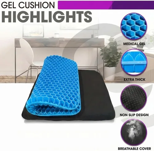 Miniatura 2 de Cojín de asiento de gel – Comodidad ergonómica para oficina, coche, viajes y embarazo Dolor de espalda, coxis, apoya la columna vertebral