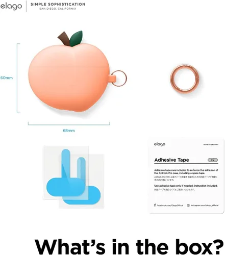 Miniatura 8 de elago Funda Peach para AirPods 3, bonito diseño 3D para AirPods de 3ª generación 2021, silicona protectora con llavero, carga inalámbrica