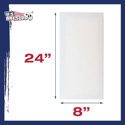 Miniatura 3 de U.S. Art Supply Lienzos estirados de 8 x 24 pulgadas para pintar, imprimado triple de 12 onzas, paquete de 6 unidades, perfil blanco en blanco