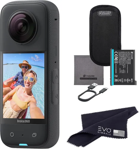 insta360 Cámara de acción impermeable X3 de 360 grados, 5.7K 360, estabilización, pantalla táctil, edición AI, transmisión en vivo, cámara web,