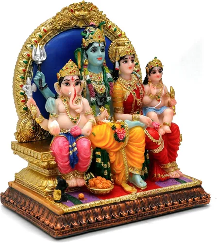 Miniatura 6 de alikiki Estatua familiar de Dios Shiva hindú – 6.9 pulgadas de alto Murti Shiva Familia Diwali regalo Pooja Artículo Puja Regalos para amigos