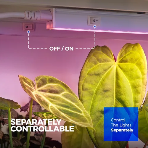 Miniatura 5 de Barrina Luces de cultivo T5 para plantas de interior, espectro completo, 4 pies 160 W (8 x 20 W), tira de luz LED de cultivo para inicio de Rosa
