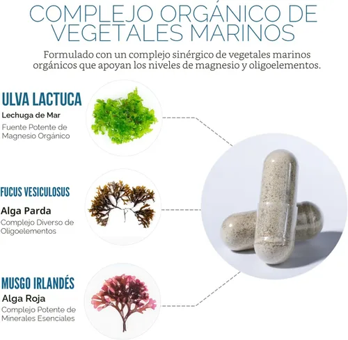 Miniatura 3 de Suplemento de magnesio orgánico de alimentos integrales - A base de plantas, complejo de vegetales marinos orgánicos - 250 mg por porción Extraído