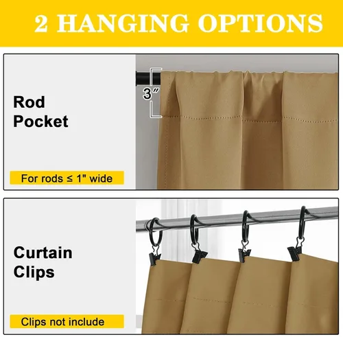 Miniatura 4 de Cortinas opacas para dormitorio, sala de estar, juego de 2 paneles de 54 pulgadas de largo, cortinas de oscurecimiento de habitación con aislamiento