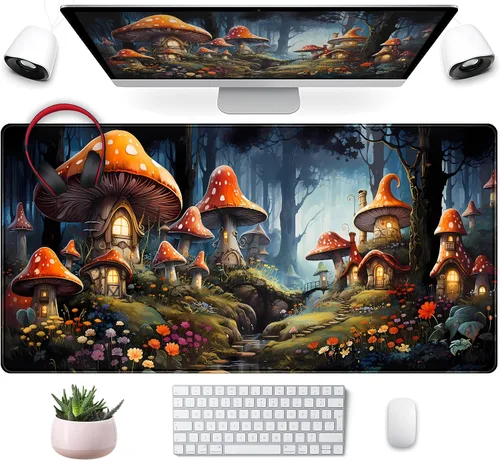 Miniatura 10 de Tapete para teclado bohemio con pintura pastel, tapete para mouse con plantas verdes matcha, accesorios abstractos, tapete de escritorio