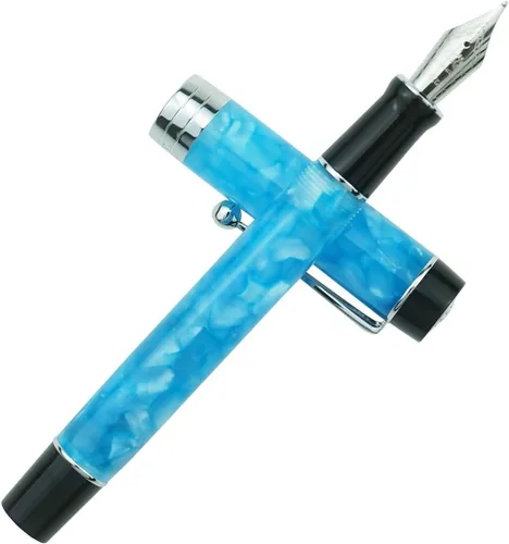 Miniatura 16 de Jinhao 100 - Pluma estilográfica de estilo clásico en celuloide, instrumento de escritura suave con punta #6, juego de pluma con convertidor