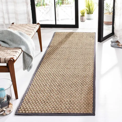 Miniatura 28 de Safavieh Natural Fiber NF114P - Alfombra redonda de hierba marina, tejido de canasta, con borde, de 244 cm, color gris Natural/ gris