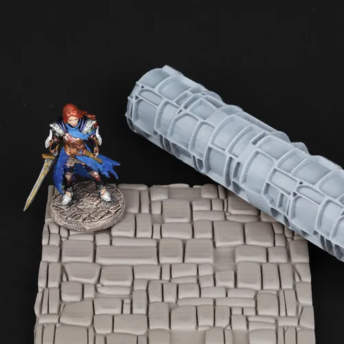 Miniatura 10 de Rodillo de textura única para esculpir arcilla y polímero, juego de mesa perfecto para construir terrenos, juego de mesa S412A ladrillo pequeño