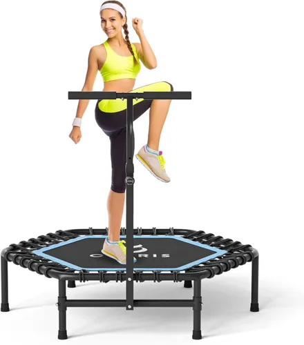 CLORIS 45'' Rebounder Trampoline for Adults - Max Load 450lbs, Trampoline with Adjustable Foam Handle Indoor/Outdoor Fitness Body Exercise Azul