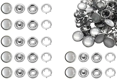 Miniatura 3 de JAUEIVR Sujetadores a presión, 100 juegos de botones a presión de 0.394 in con forma de perla para coser manualidades (negro)