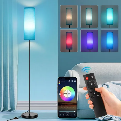 Miniatura 20 de FRIDEKO HOME Paquete de 2 lámparas de pie para sala de estar, colores regulables, temperatura y brillo, lámpara de pie moderna con control remoto