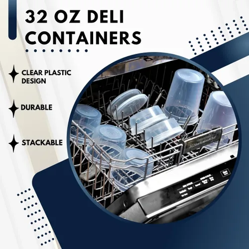Miniatura 3 de Green Direct Contenedores de delicatessen con tapas, combo de almuerzo de plástico desechable 60 juegos, 20 8 onzas y 20 16 onzas y 20 32 oz.