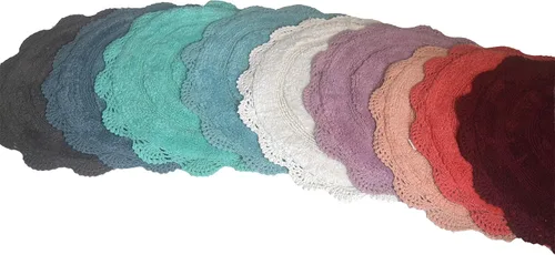 Miniatura 8 de Chardin home Alfombra de baño de ganchillo turquesa, alfombrilla de baño redonda 100% algodón con borde de ganchillo artesanal hecho a mano, 24