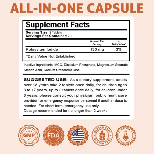 Miniatura 3 de Health Dose Tabletas de potasio + yoduro (KI) – 130 mg 140 tabletas – para apoyo tiroideo, metabolismo celular y equilibrio electrolítico – Sin OMG
