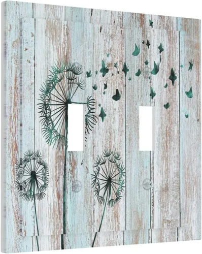 Miniatura 25 de Cubiertas Decorativas para Placas de Interruptor Diente de León Azul Rústico Citas Inspiradoras Casa de Campo Tablón de Madera Gris 1 Gang Cubierta