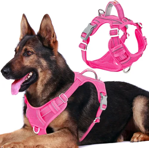 Miniatura 73 de BARKBAY Arnés para perro sin tirones con bolsillo para etiqueta de identificación, resistente, reflectante, fácil control para perros grandes