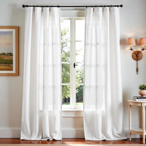 Miniatura 58 de JINCHAN Cortinas de lino de 108 pulgadas de largo, juego de 2 paneles, cortinas de ventana para sala de estar y dormitorio, cortinas