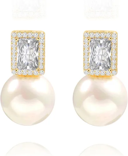 Miniatura 20 de Aretes colgantes de plata de ley 925 seleccionados a mano AAA+ de 7.5 a 0.315 in con perlas cultivadas de agua dulce blancas para mujer