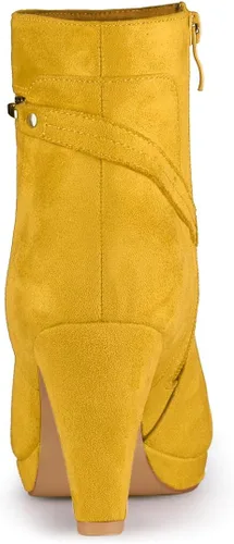 Miniatura 3 de Allegra K Botas de tacón medio con punta redonda para mujer
